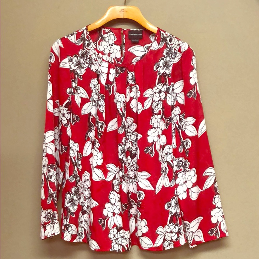 Red flower blouse